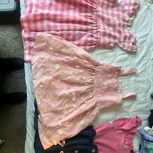 Pink and White Gingham Dress with Floral Details